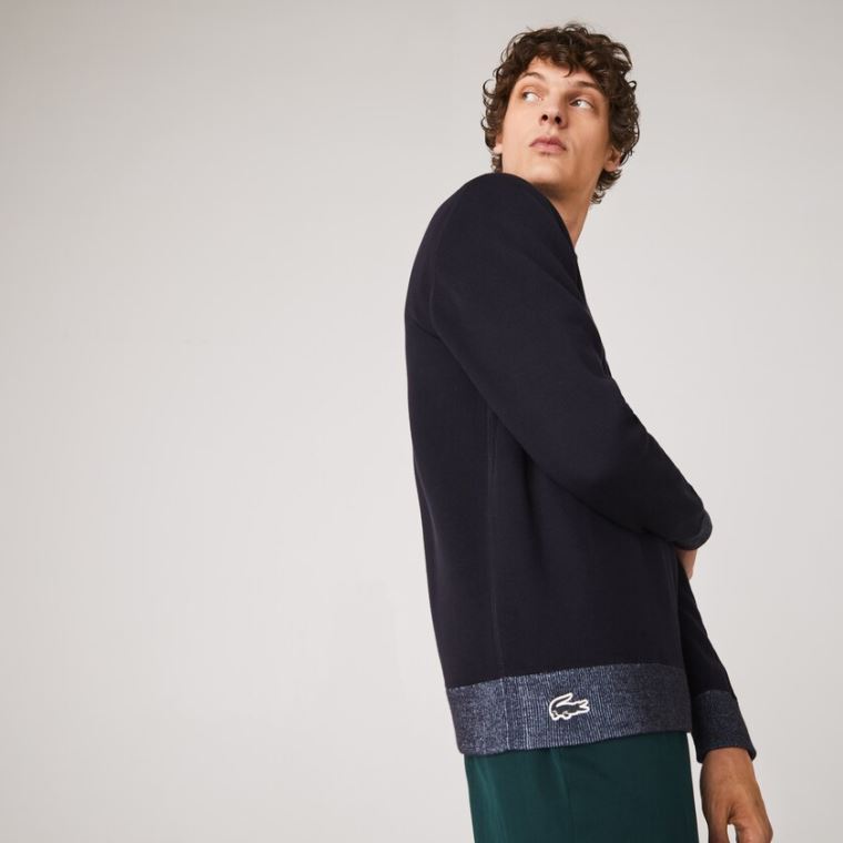 Lacoste Reversible Crew Neck Contrast Svetrové Tmavě Blankyt Blankyt Blankyt | 2OCBMysI