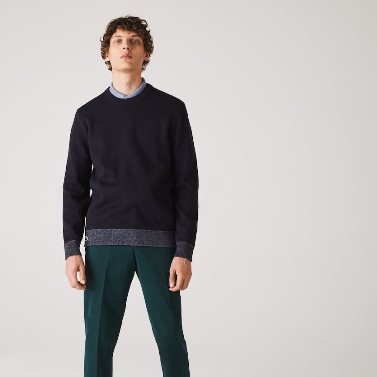 Lacoste Reversible Crew Neck Contrast Svetrové Tmavě Blankyt Blankyt Blankyt | 2OCBMysI