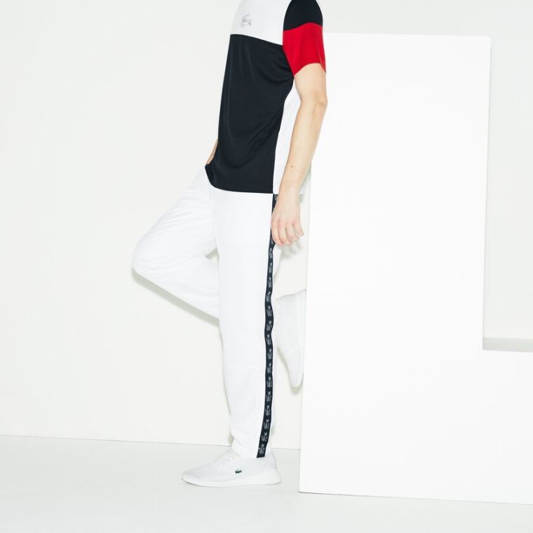 Lacoste SPORT Band Tenisové Sweatpants Bílé Tmavě Blankyt Blankyt | kSqHCQED