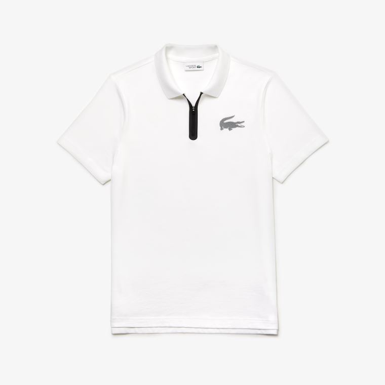 Lacoste SPORT Bavlněné Jersey Polo Bílé Černé | 534EKVPJ