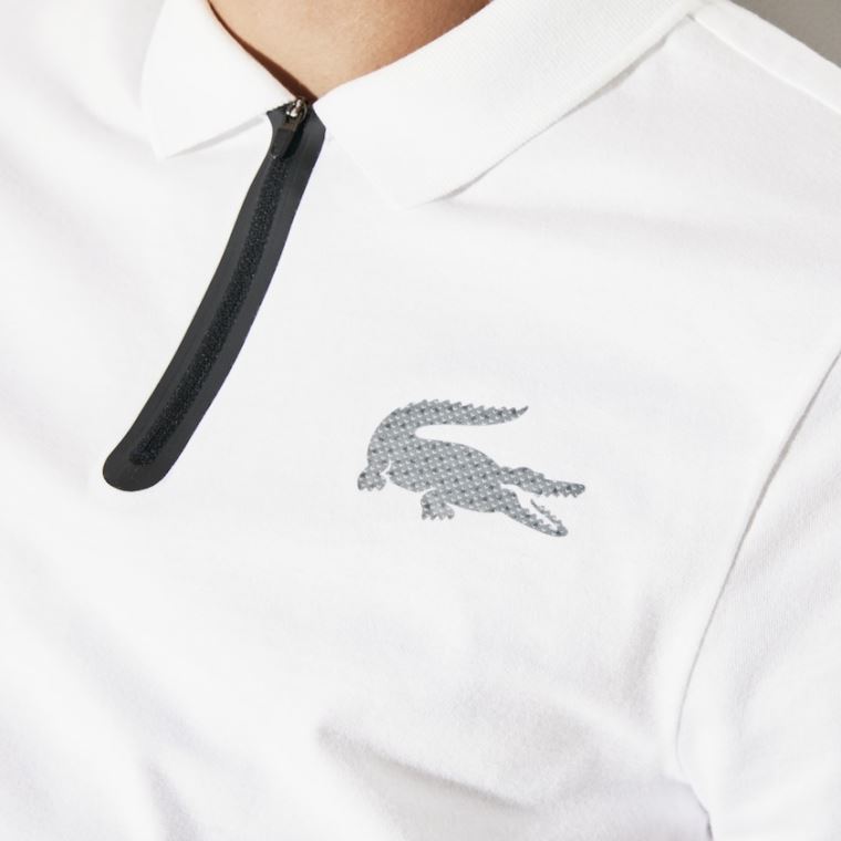 Lacoste SPORT Bavlněné Jersey Polo Bílé Černé | 534EKVPJ