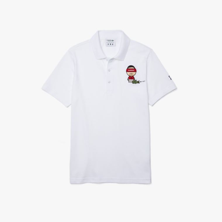 Lacoste SPORT Collab Youssef SY Bavlněné Piqué Polo Shirt Bílé Tmavě Blankyt Blankyt | dYBvsuU2