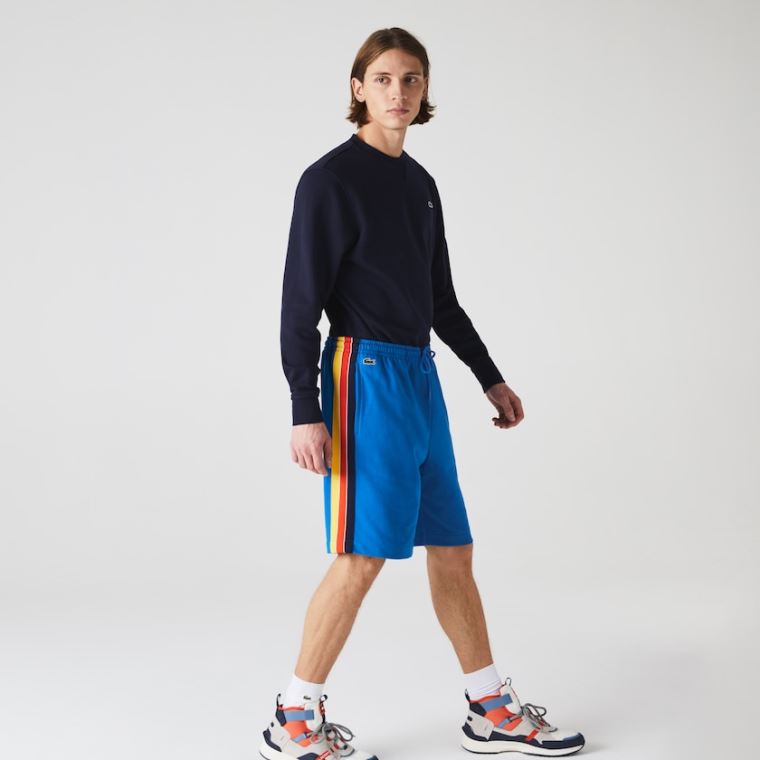 Lacoste SPORT Contrast Band Fleece Shorts Blankyt Žluté Červené Tmavě Blankyt Blankyt Bílé | ZmvxsWMb