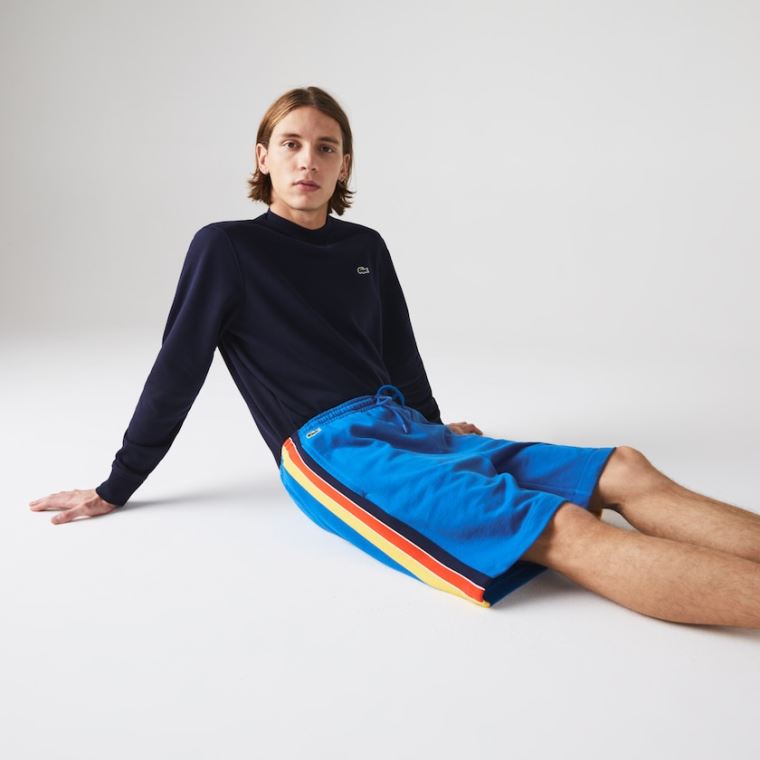 Lacoste SPORT Contrast Band Fleece Shorts Blankyt Žluté Červené Tmavě Blankyt Blankyt Bílé | ZmvxsWMb