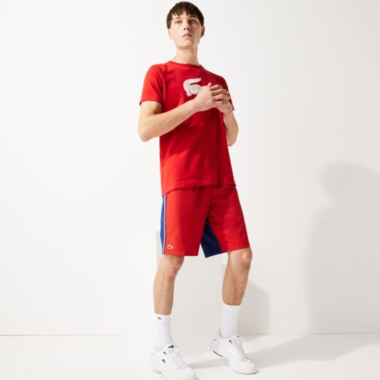 Lacoste SPORT Contrast Band Two-Tone Lehké Shorts Červené Blankyt | zizAm7CB