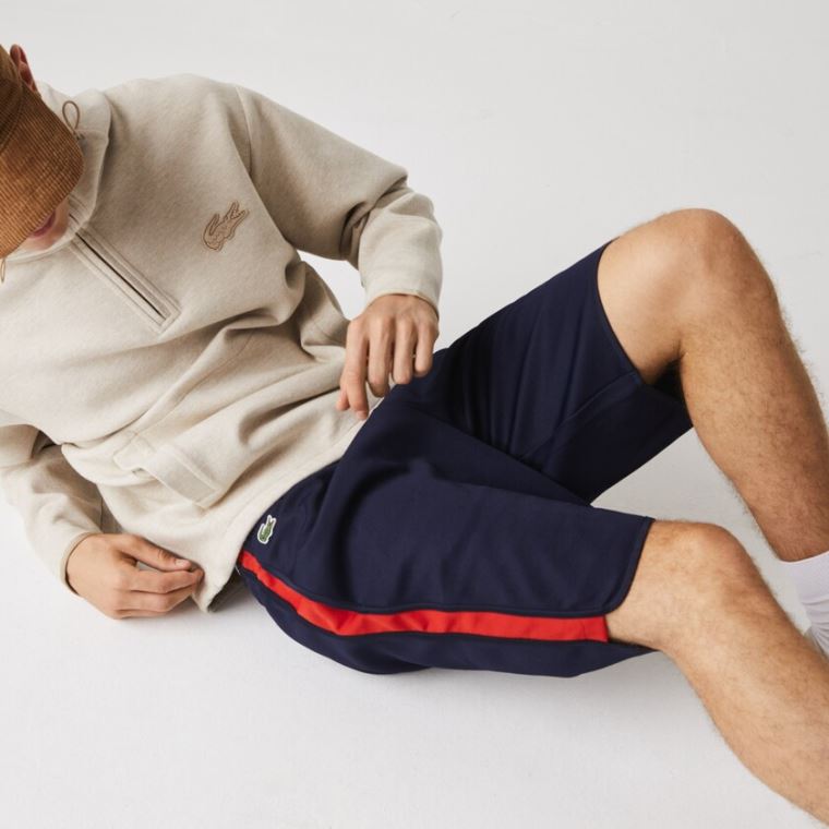 Lacoste SPORT Contrast Bands Bavlněné Blend Shorts Tmavě Blankyt Blankyt Červené | BFMz7Cas