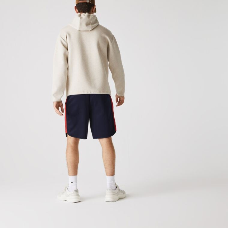 Lacoste SPORT Contrast Bands Bavlněné Blend Shorts Tmavě Blankyt Blankyt Červené | BFMz7Cas