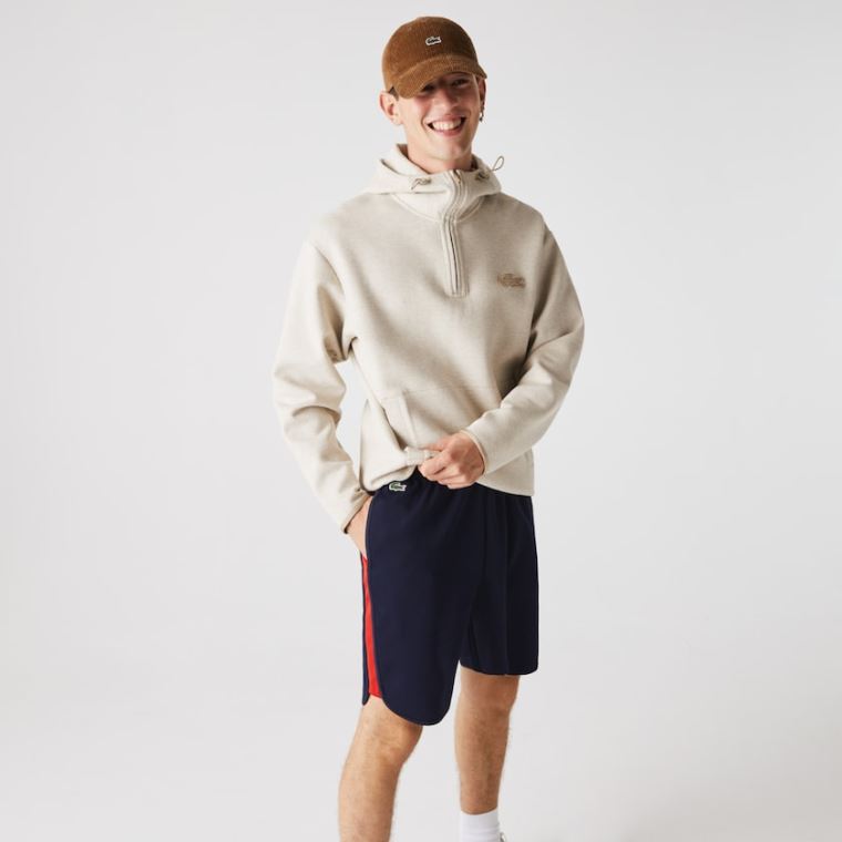 Lacoste SPORT Contrast Bands Bavlněné Blend Shorts Tmavě Blankyt Blankyt Červené | BFMz7Cas