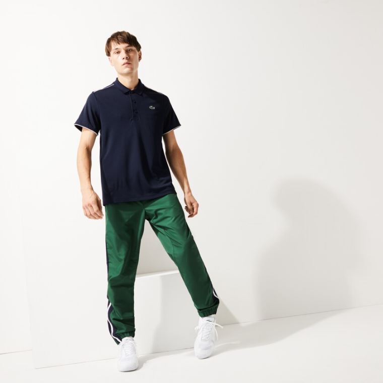 Lacoste SPORT Contrast Piping Prodyšný Piqué Polo Shirt Tmavě Blankyt Blankyt Bílé | WrIIvzlf