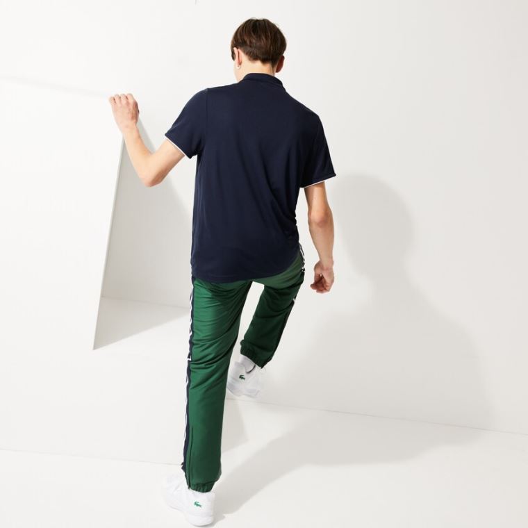 Lacoste SPORT Contrast Piping Prodyšný Piqué Polo Shirt Tmavě Blankyt Blankyt Bílé | WrIIvzlf