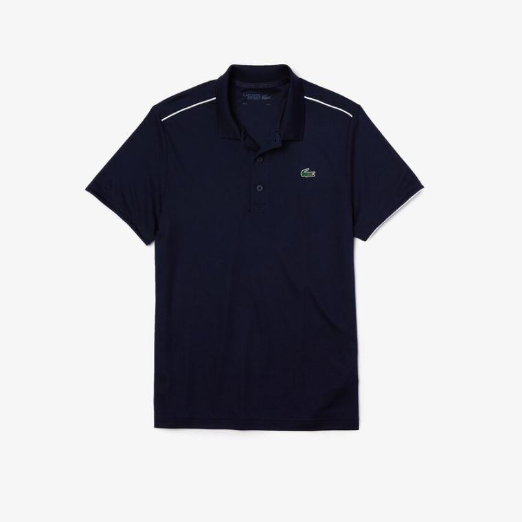 Lacoste SPORT Contrast Piping Prodyšný Piqué Polo Shirt Tmavě Blankyt Blankyt Bílé | WrIIvzlf