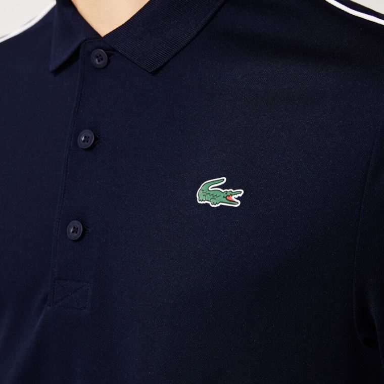 Lacoste SPORT Contrast Piping Prodyšný Piqué Polo Shirt Tmavě Blankyt Blankyt Bílé | WrIIvzlf