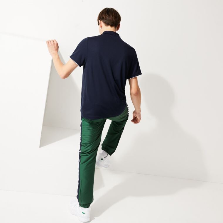 Lacoste SPORT Contrast Piping Prodyšný Piqué Polo Shirt Tmavě Blankyt Blankyt Bílé | hZneNOXS