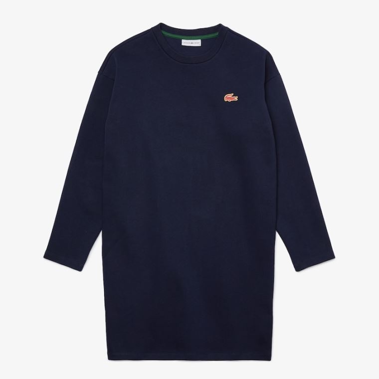 Lacoste SPORT Crew Neck Bavlněné Sweatshirt Šaty Tmavě Blankyt Blankyt | wxmLDzzU