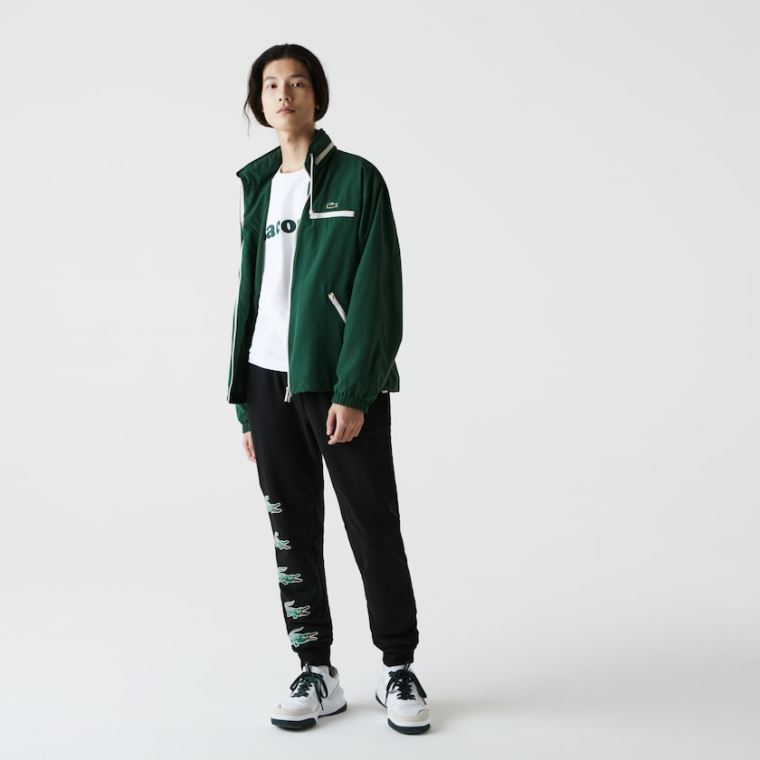 Lacoste SPORT Crocodile Print Fleece Jogging Pants Černé | JDMnqUHO