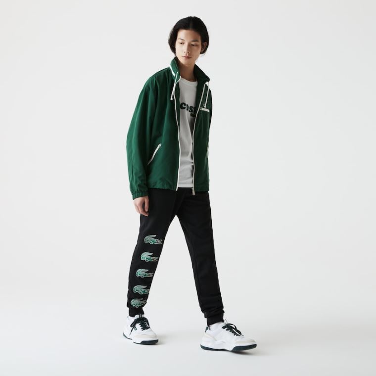 Lacoste SPORT Crocodile Print Fleece Jogging Pants Černé | JDMnqUHO