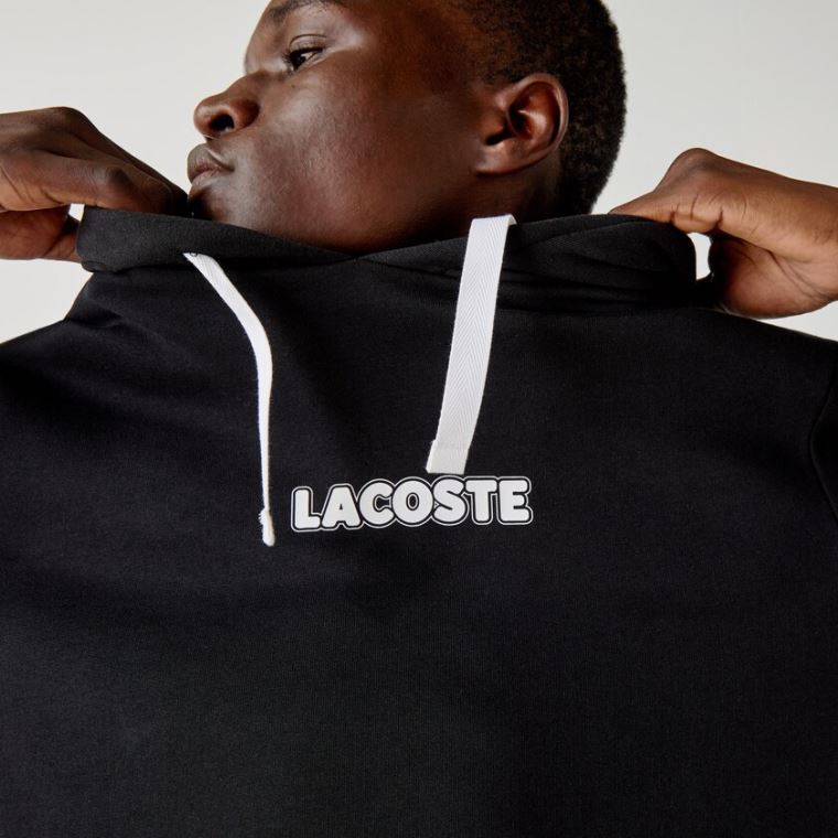 Lacoste SPORT Crocodile Print S Kapucí Bavlněné Sweatshirt Černé | edC0D3e4