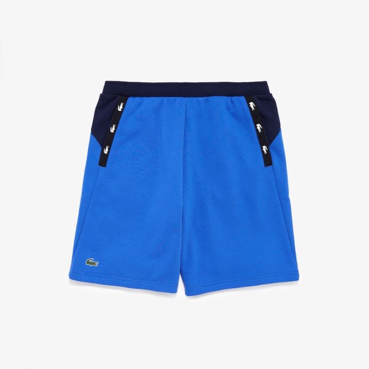 Lacoste SPORT Crocodile Striped Colorblock Fleece Shorts Blankyt Tmavě Blankyt Blankyt | 4FasJriD