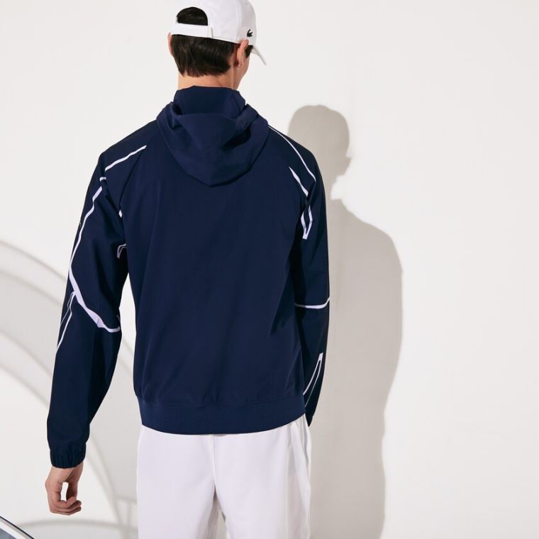 Lacoste SPORT French Open S Kapucí Zip Jacket Tmavě Blankyt Blankyt Bílé | 0nq6Jgky