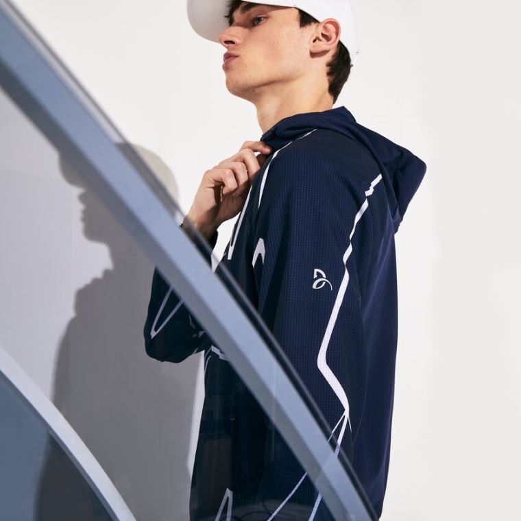 Lacoste SPORT French Open S Kapucí Zip Jacket Tmavě Blankyt Blankyt Bílé | 0nq6Jgky