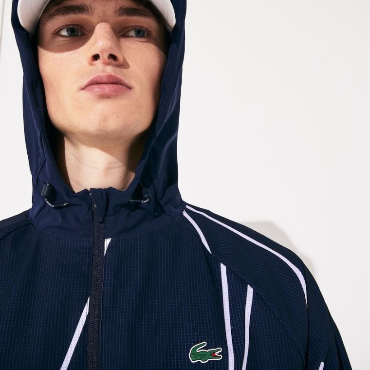 Lacoste SPORT French Open S Kapucí Zip Jacket Tmavě Blankyt Blankyt Bílé | 0nq6Jgky