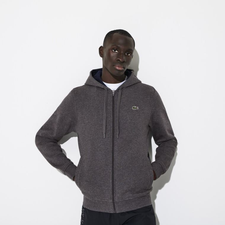 Lacoste SPORT Full-Zip Fleece Hoodie Šedé Tmavě Blankyt Blankyt | 5yfV2J0N