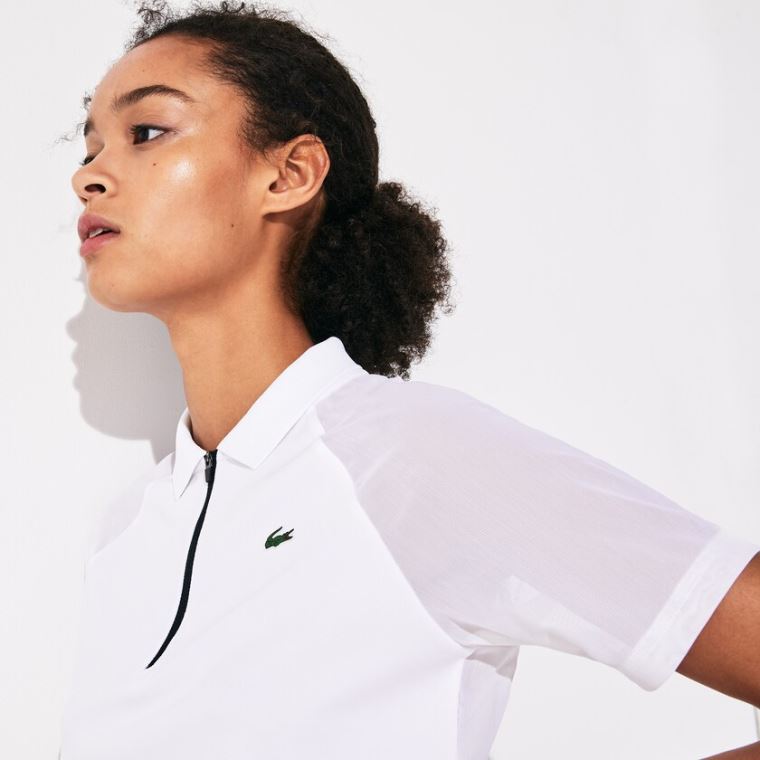 Lacoste SPORT Geometric Print Prodyšný Tenisové Polo Bílé Žluté Černé | VTa7Lbid