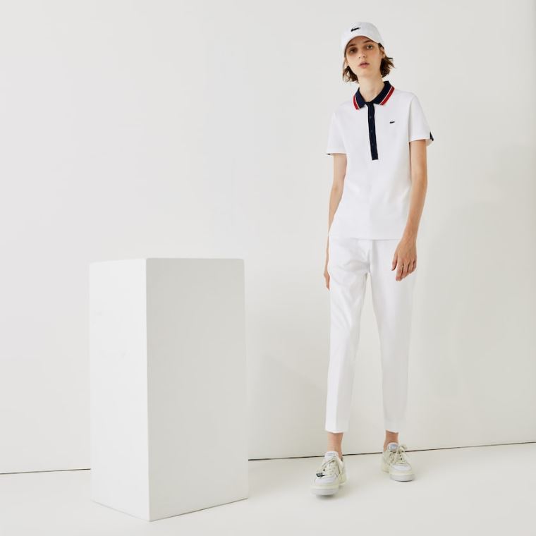 Lacoste SPORT Golfové Pleated Tech Gabardine Pants Bílé | a6kzFQkO