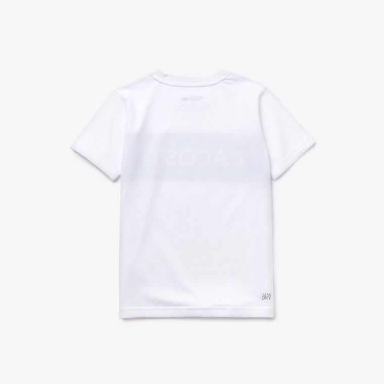 Lacoste SPORT Lettering Bavlněné Jersey T-shirt Bílé Tmavě Blankyt Blankyt | V5R21FRr