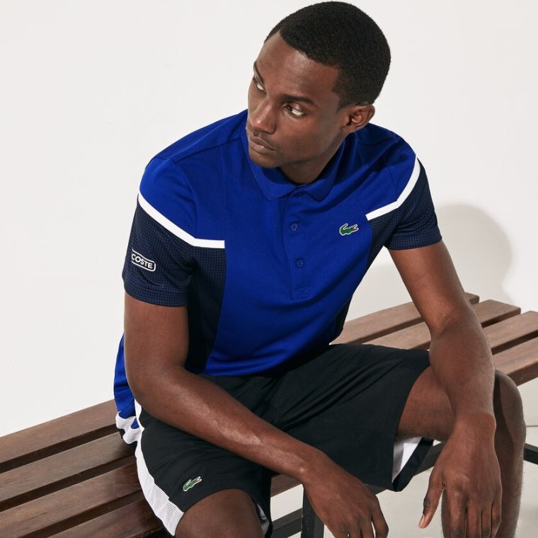 Lacoste SPORT Mesh Panel Prodyšný Tenisové Polo Shirt Blankyt Černé Bílé | mmss5MIN