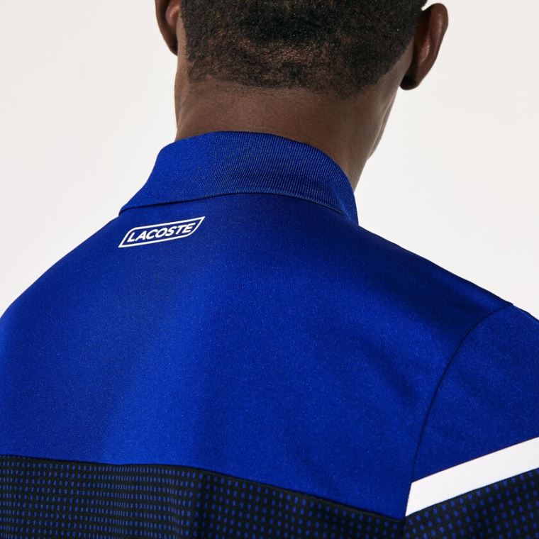 Lacoste SPORT Mesh Panel Prodyšný Tenisové Polo Shirt Blankyt Černé Bílé | mmss5MIN