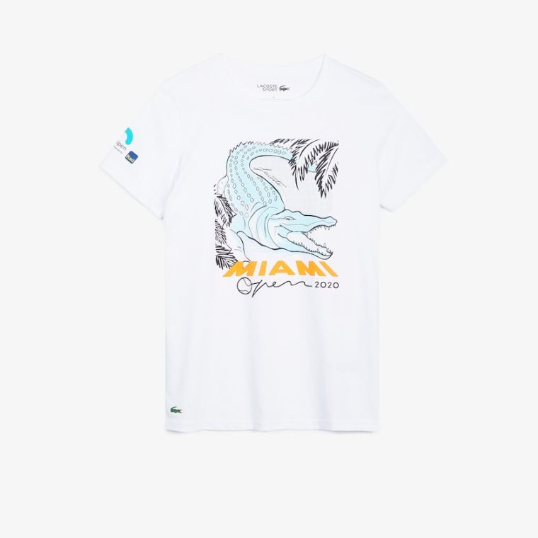 Lacoste SPORT Miami Open Crocodile Print T-shirt Bílé | huf4lBGR