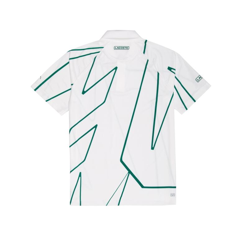 Lacoste SPORT Novak Djokovic Printed Prodyšný Polo Shirt Bílé Zelene | cvtQqBEX