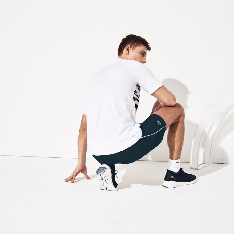 Lacoste SPORT Novak Djokovic Stretch Print Jersey Polo Bílé Tmavě Blankyt Blankyt | bgcsdObJ