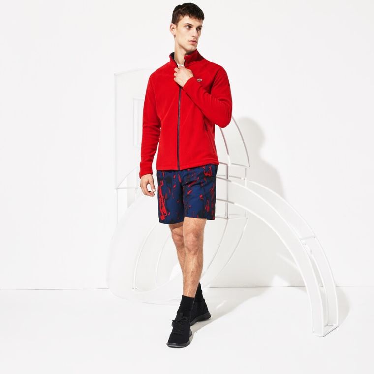 Lacoste SPORT Novak Djokovic Tech Fleece Jacket Červené Tmavě Blankyt Blankyt | dAqcYAVE