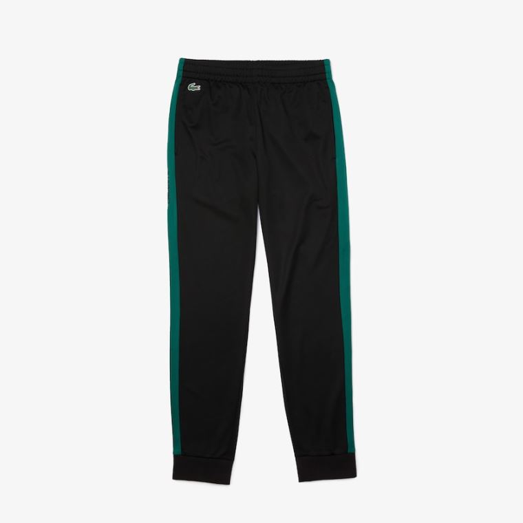 Lacoste SPORT Piqué Track Pants Černé Zelene Černé | bHGBdwca