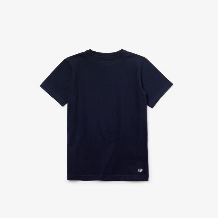 Lacoste SPORT Printed Prodyšný Bavlněné T-shirt Tmavě Blankyt Blankyt Růžové | CwzYLrXM