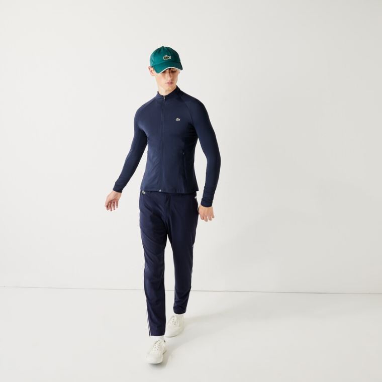 Lacoste SPORT Prodyšný Ergonomic Zip Golfové Jacket Tmavě Blankyt Blankyt | O0SkMBzM