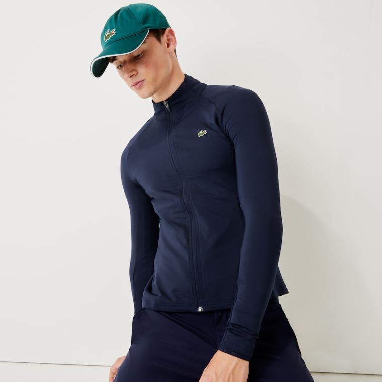 Lacoste SPORT Prodyšný Ergonomic Zip Golfové Jacket Tmavě Blankyt Blankyt | O0SkMBzM