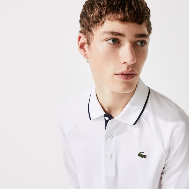 Lacoste SPORT Prodyšný Golfové Polo Shirt Bílé Tmavě Blankyt Blankyt | kpLcwroE