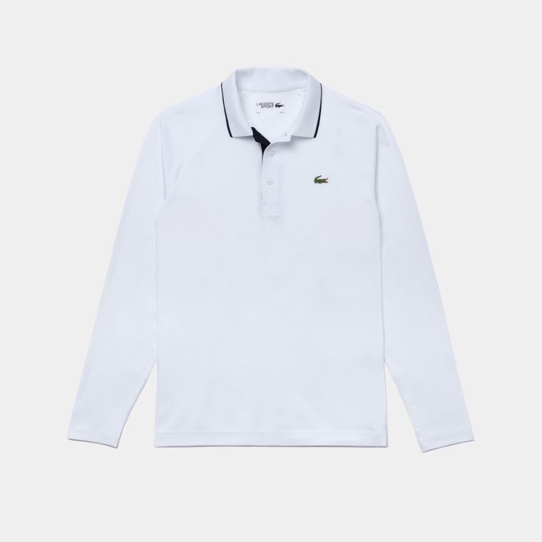 Lacoste SPORT Prodyšný Golfové Polo Shirt Bílé Tmavě Blankyt Blankyt | kpLcwroE