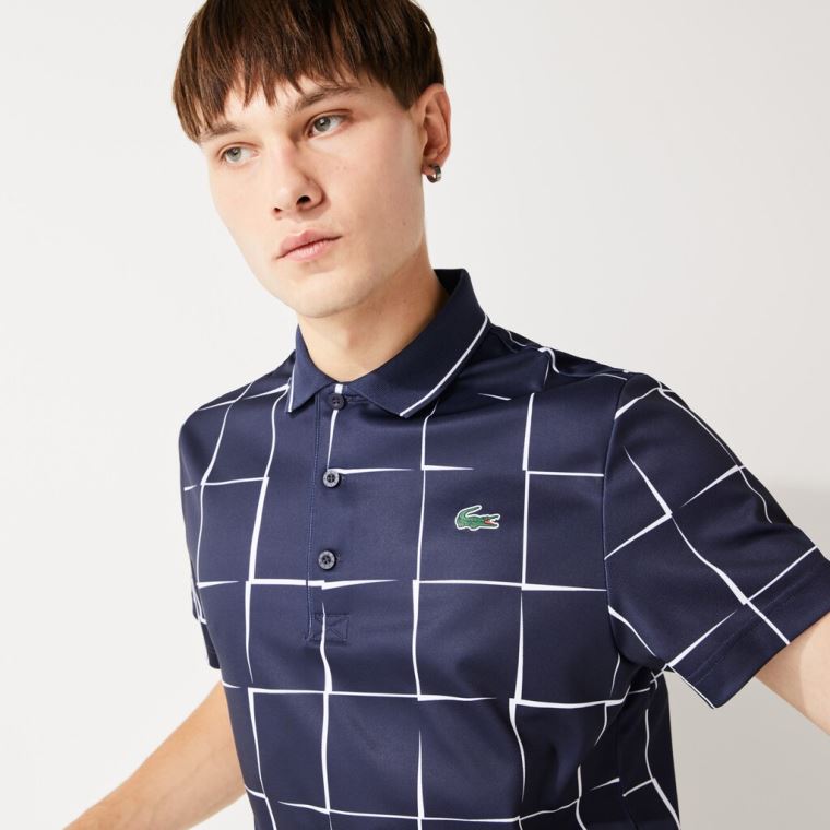 Lacoste SPORT Prodyšný Print Piqué Tenisové Polo Shirt Béžový Červené | J7lk2Ot9