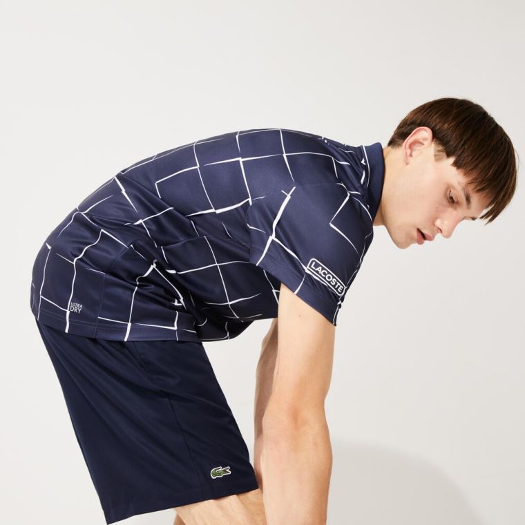 Lacoste SPORT Prodyšný Print Piqué Tenisové Polo Shirt Béžový Červené | J7lk2Ot9