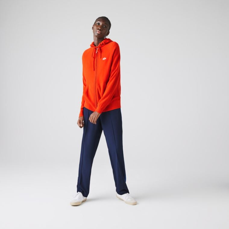 Lacoste SPORT Recycled Cashmere Zip Svetrové Červené | b4mJrN7C