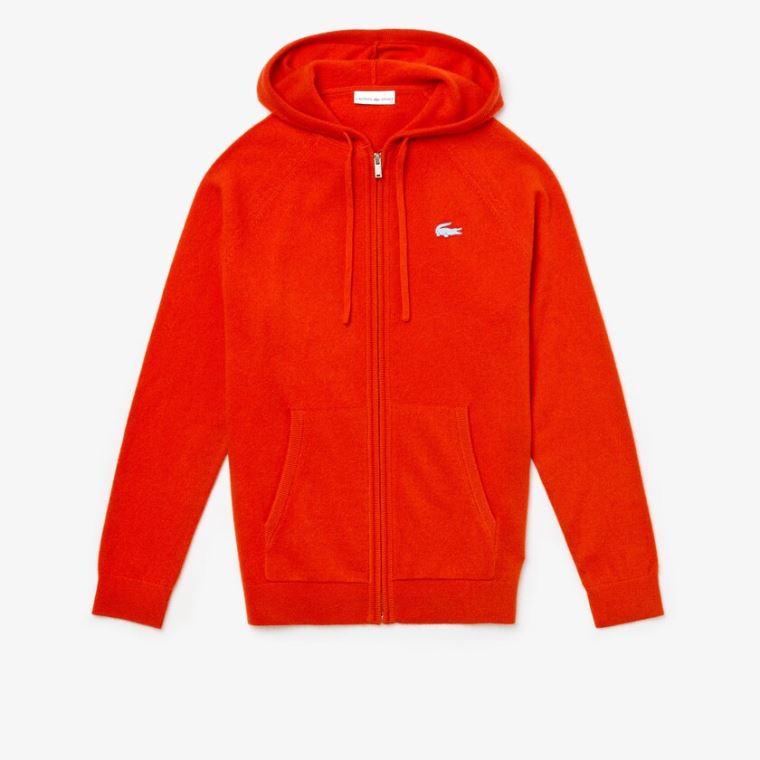 Lacoste SPORT Recycled Cashmere Zip Svetrové Červené | b4mJrN7C