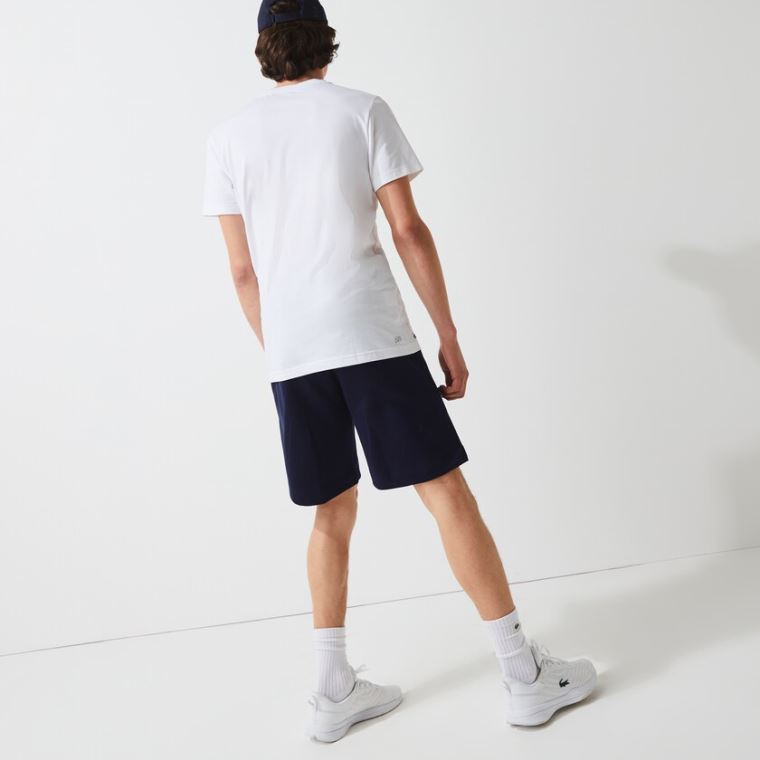 Lacoste SPORT Roland Garros Bavlněné Fleece Shorts Tmavě Blankyt Blankyt Zelene Bílé | 7YY7K8z2