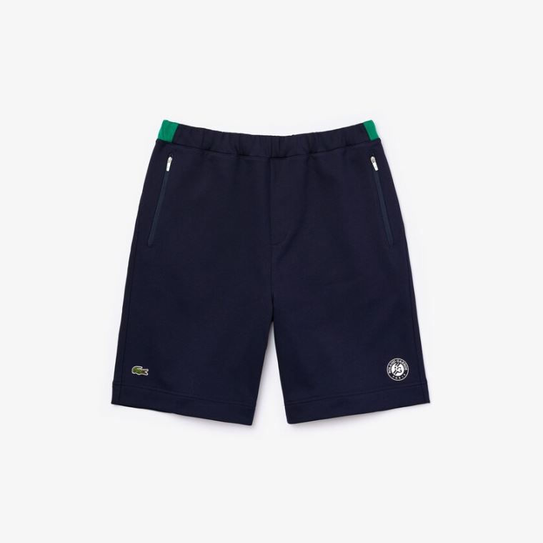 Lacoste SPORT Roland Garros Bavlněné Fleece Shorts Tmavě Blankyt Blankyt Zelene Bílé | 7YY7K8z2