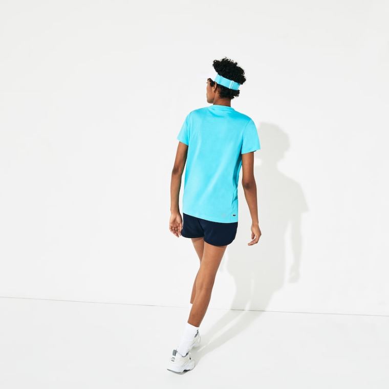 Lacoste SPORT Roland Garros Logo T-Shirt Tyrkysové Bílé Zelene | CXmteVRK