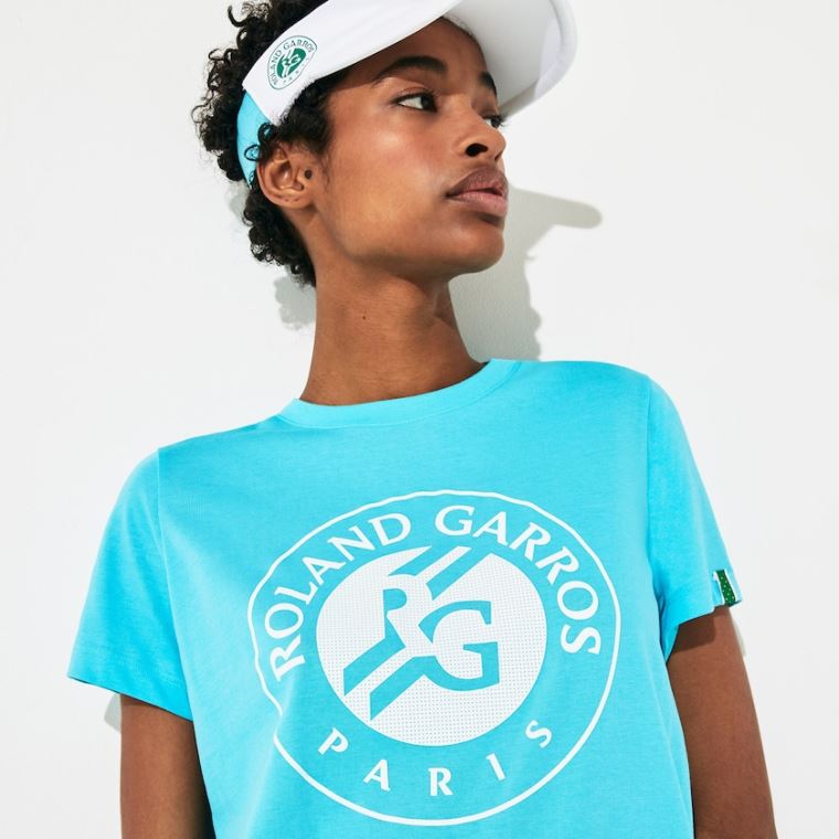 Lacoste SPORT Roland Garros Logo T-Shirt Tyrkysové Bílé Zelene | CXmteVRK