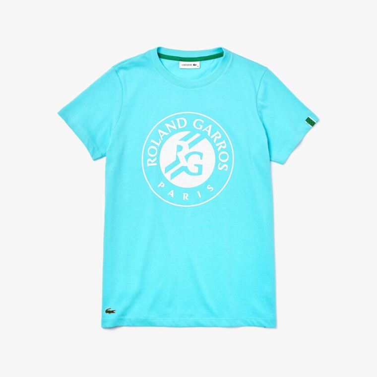 Lacoste SPORT Roland Garros Logo T-Shirt Tyrkysové Bílé Zelene | CXmteVRK